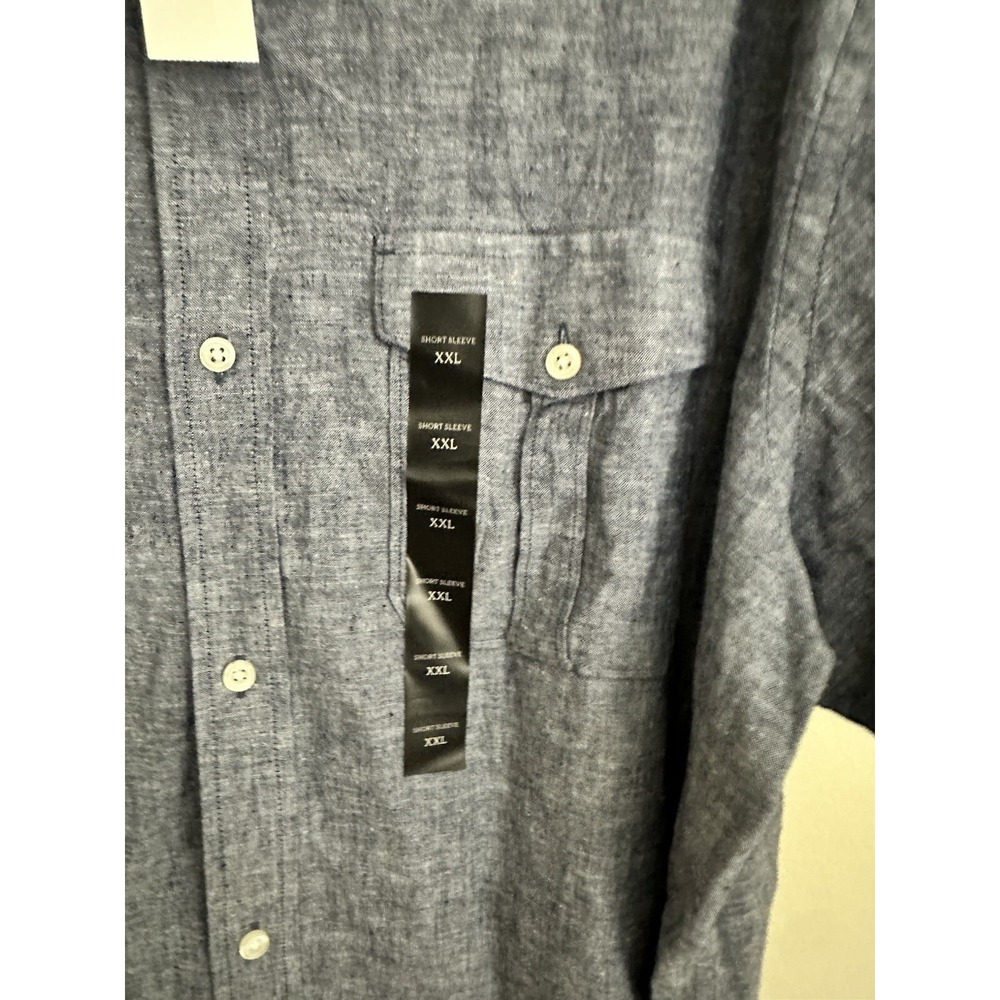 Banana Republic Mens XXL Linen Blend Chambray Short Sleeve Button Shirt Blue NWT - Picture 5 of 5